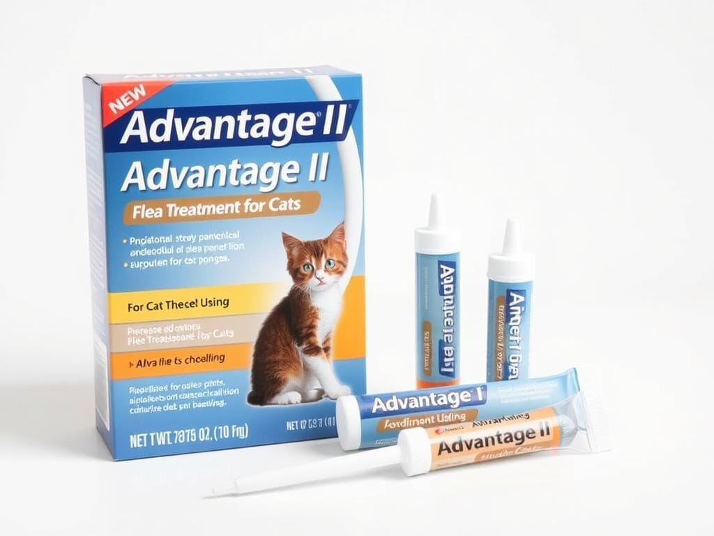 Advantage II Flea Treatment for Cats package and applicators Advantage II Flea Treatment for Cats package and applicators