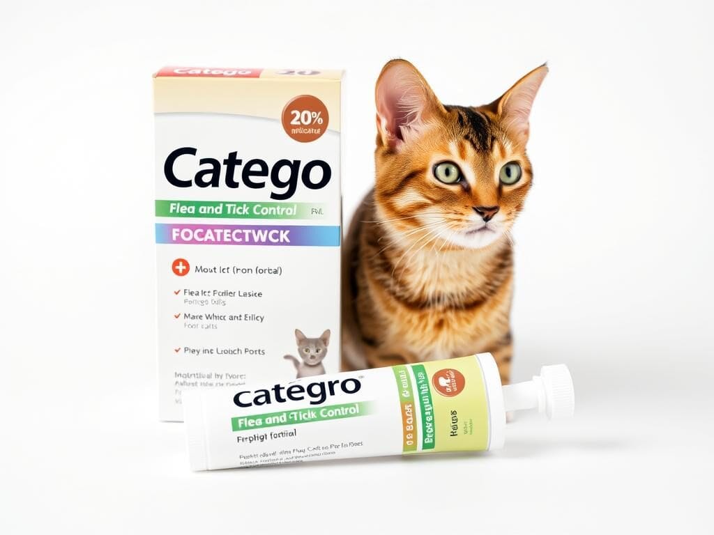 Catego Flea and Tick Control for Cats package and applicator Catego Flea and Tick Control for Cats package and applicator
