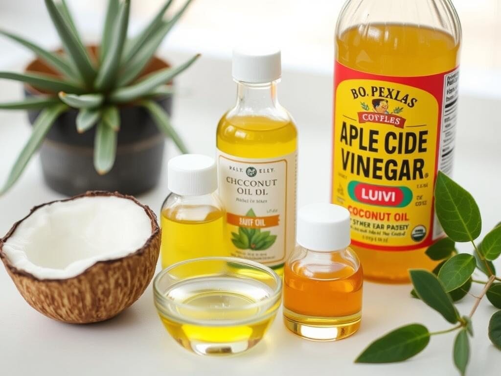 Natural ingredients sometimes used for ear mite treatment including coconut oil and olive oil Natural ingredients sometimes used for ear mite treatment including coconut oil and olive oil