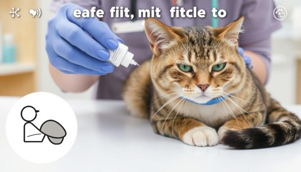 Step-by-step demonstration of applying ear mite treatment to a cat Step-by-step demonstration of applying ear mite treatment to a cat