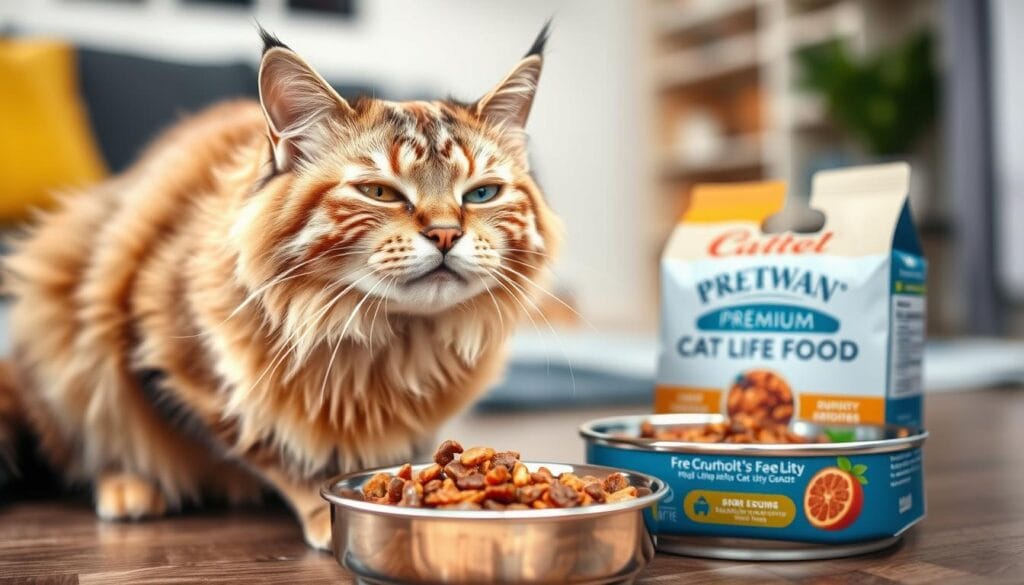 Happy cat eating from a bowl of dry cat food Happy cat eating from a bowl of dry cat food