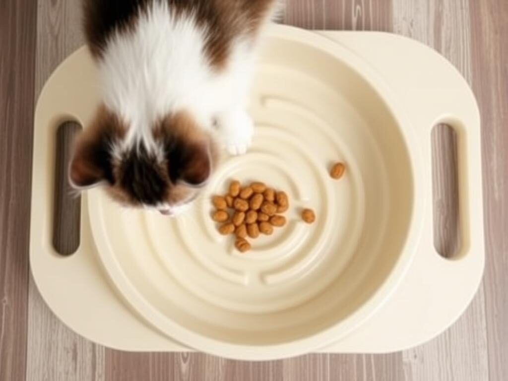 Slow feeder cat bowl with maze pattern to prevent fast eating